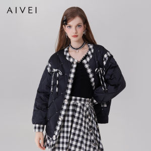 AIVEI | Winter New Small Fragrant Quilting Rhinestone Checkered Thin Down Jacket