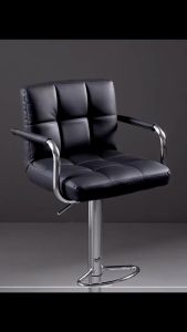 Black Bar Chair Bar Stool Modern Pu Leather Adjustable Height Lift Rotating High Backrest Support and Handrest