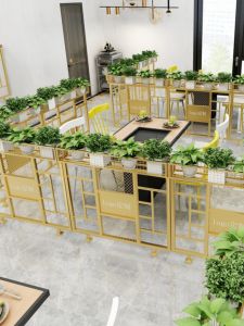 Screen Aisle Fence Restaurant Ding Room Hot Pot Milk Tea Card Holder Fence Iron Decoration Punch-Free Low Wall Partition