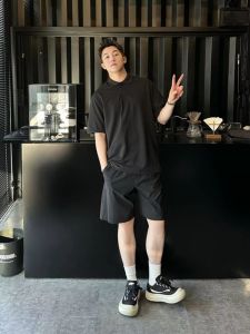 Cleanfit Black Sports Shorts Mens Summer Thin Outdoor Five-Quarter American High Street Ice Skin Pants Straight Leg Casual Shorts