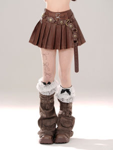 Váy Ngắn Xếp Ly Chữ a Màu Nâu Kiểu Mỹ Kellykitty Chân Dài Váy Ngắn Xếp Ly Ngắn Mùa Hè Cho Nữ