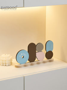 ตกแต่งบ้าน EMITDOOG ชั้นวางของรูปทรงเรขาคณิตสุดหรูหราสำหรับห้องนั่งเล่นและหน้าบ้าน ชิ้นเล็กที่สร้างสรรค์จากไม้