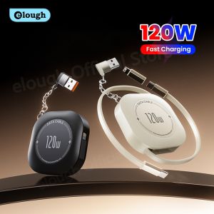 Elough 120W USB C To USB C Retractable Charging Cable With Type C Female To USB ios Male Adapter For iPhone 16 Xiaomi Data Cord