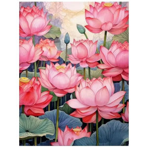 Kayou | 5D DIY Diamond Painting Kit Lotus Floral Artwork Full Drill Rhinestone Mosaic Craft Kit for Home Decor Gift