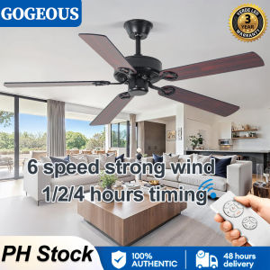 GOGEOUS NEW 52inch ceiling fan with remote control Nordic ceilings fan big size 6 Speeds ceiling fan heavy duty DC Motor Reversible Noiseless industrial ceiling fan ceiling fan with light for living room bedroom