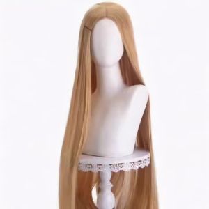 Long Straight Cosplay Wig 100cm Centre Parting Central Split Blond Pink Red Purple Heat Resistant Synthetic Hair Wigs