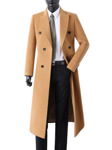 Cashmere Coat Mens Winter New British Fashion Slim Fit Business Suit Collar Wool Overknee Long Youth Coat