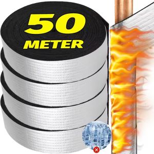 50M Insulation Pipe Tape Winter Antifreeze Protection Foam Foil Water Pipe Wraps Outdoor Indoor Self-adhesive Pipes Tapes Sleeve