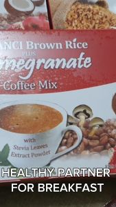 Anci Brown Rice Coffee Plus Pomegranate Mix Organic with Stevia Leaves Extracts for Sweeteer