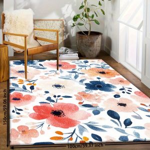 VIKAMA Colorful Floral Rug: Soft Warm and Sound-Absorbing—Perfect for Entryways Hallways Living Rooms and Sofas—Home Decor