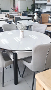 FINSSO Morph Table Expandable Dining Table Set (Stone) + Rubber Wood Leg / Meja Makan 6 kerusi