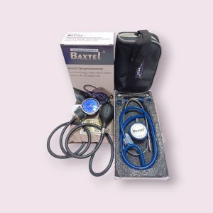 Baxtel Aneroid Sphygmomanometer Blood Pressure Monitor With Dark Blue Deluxe Stethoscope