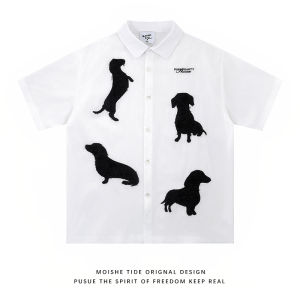 เสื้อเชิ้ตแขนสั้นลายทาง MOISHE TIDE ทรงหลวม สำหรับผู้ชายและผู้หญิง ฤดูร้อน 2025 ผ้าโพลีเอสเตอร์ ทรงปกติ ไม่ต้องรีด