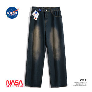 WASSUP PANDA American Retro Washed Straight Leg Jeans Mens Spring Wide Leg Pants Trendy Brand Gradient Casual Pants