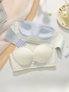 Tube Top Strapless Intimates Womens Non-Slip Push up Small Breast Bra Invisible See through Shoulder Strap Chest Wrap Beauty Back Breathable Bra