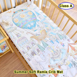 Cool Tencel Crib Mat Fitted Sheet Summer Ramie Baby Bed Cushion Stroller Seat Pad with Elastic Band