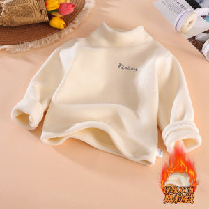 Kids Olympic Fleece Sweatshirt Fall and Winter New Arrival Boys and Girls Fleece-lined Thickened Turtleneck Bottoming Shirt Children Heattech Clothes