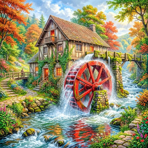HUACAN Diamond Painting House Landscape Full Square Round Drill Cross Stitch Diamond Art Painting Waterfall Rhinestones