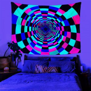 VIKAMA Psychedelic Spiral Tapestry Art Wall Mural Decorative Backdrop Bohemian Modern Minimalist Room Decor