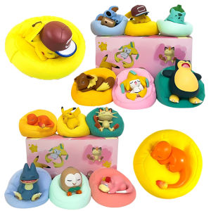 Bandai | 1-12PCS Pok é mon Anime Blind Box Leisure Time Series Handmade Sleeping Position Pikachu Elf Handmade PVC Model Anime Periphery