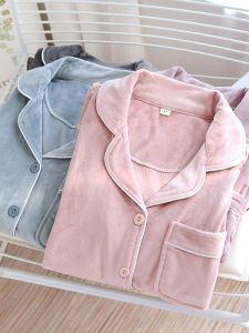 Island Velvet Single Piece Womens Sleepwear Coral Fleece Flannel Long Sleeve Loose plus Size Home Clothes Warmth Comfortable