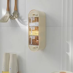 Wall Mounted Seasoning Storage Box 5 Grids Condiments Container Seasoning Storage Rack Set Easy Install 调料盒