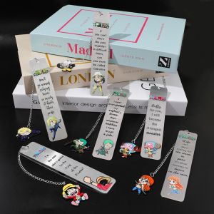One Piece Metal Bookmark with Luffy/Zoro Character Charms & Quotes Anime Gift for Fans Ideal for Manga Readers