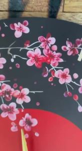 Japanese Interior Clock with Mount Fuji and Cherry Blossoms 30cm Stand Display