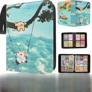 Large Capacity Zipper Waterproof Leather Card Holder Dog Line Collectible Album Sleeve Organizer for Tabletop Games And Cards
