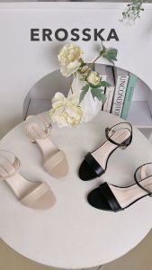 Giày sandal nữ thời trang Erosska gót vuông cao 7cm màu kem - EB066