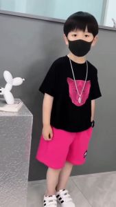 Black & Hot Pink Terno for Boys: A Comfortable Cotton Option