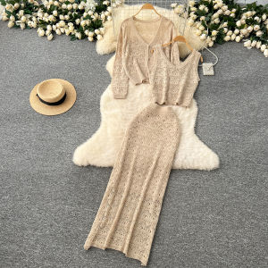 Áo Len Dệt Kim Không Tay Hở Lưng Váy Nửa Thân Áo Khoác Cardigan Dài Tay Áo Vest Không Tay Áo Vest Hở Lưng Áo Vest Hở Lưng