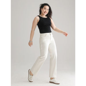 HIPPIE MISS | Slimming Straight Leg Jeans White Spring Autumn