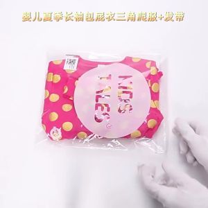 Layette Summer Girls Onesie Triangle Rompers Bronzing Dot Pompon Hair Band Baby Long Sleeve Jumpsuit