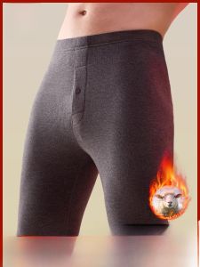 Miiow | Mens Thermal Fleece Lined Thick Underwear Pants Mid Waist Long Trousers Pure Color Regenerated Cellulose Fiber Nylon Spandex