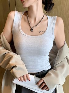 miiow | Cat Lady Wide Shoulder Base Tank Top Womens New 2025 Inner Wear White Strap Summer Outdoor No Sleeve Shirt Slim Fit Commute Style