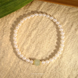 Evening Natural Turquoise Pearl Bracelet for Women New Chinese Style Small Audience Gift Handmade Carved S925 Silver Clasp