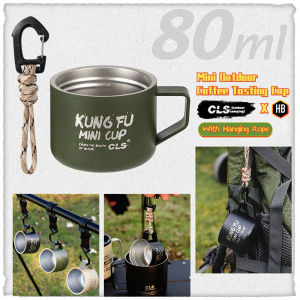 Mini Outdoor Coffee Tasting Cup Camp Portable 80ml Spirits‌ Tea Mug Double Layered Cup With Hanging Rope