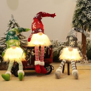 MISSUP Knitted Fabric PP Cotton Christmas Faceless Doll Grey Red Green Glowing Glowing Gnome Doll Ornament XMAS Soft Christmas Decoration Christmas  Year