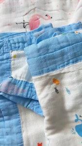 Chăn Sợi Tre bo viền 4 lớp mềm mịn kháng khuẩn Chất liệu sợi tre kết hợp cotton tự nhiên Kích thước 120cmx120cm
