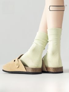 MiiOW | Womens Mid-Calf Socks Breathable No-Show Anti-Odor Cotton Blend Comfortable Seamless Socks For Autumn Season Pure Color