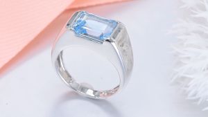 Lohaspie Jewelry Original 5.8 Carats 925 Big Stone Silver Ring For Women Natural Sky Blue Topaz Ring Natural Gemstone Ring Topaz Ring For Women Jewelry