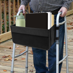 Walker Bag Basket with Cup Holder Foldable Walker Storage Bag 600D Oxford Cloth Waterproof Walker Bag Organizer Bag for Elderly