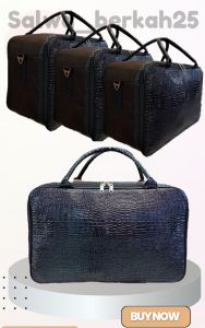 TRAVEL BAG MOTIF CROCO UKURAN JUMBO WARNAH HITAM  KULIT PREMIUM