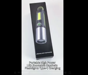 3 in 1 Multi-Function Camping Lamp Type-C Rechargeable Keychain Emergency Torch Light Zoomable Led Flashlight