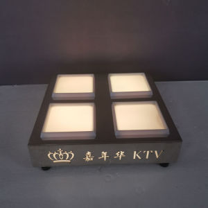 ชั้นวางผลไม้ LED สามชั้นหรูหราสำหรับคลับคาราโอเกะ ชามินิมอลสไตล์จีน พิมพ์ลายไม้ อุปกรณ์ตกแต่งโต๊ะอาหาร