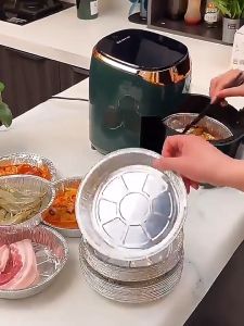 Set 10 Khay Giấy Bạc Lót Nồi Chiên Không Dầu Đĩa Nhôm Đĩa Giấy Bạc Đường Kính 6-9in Tiện Lợi-HAUSE
