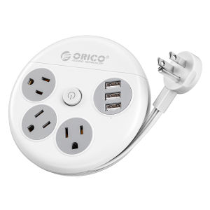 ORICO Power Strip Travel Adapter Smart US Plug Multiple Extension Socket with 2 USB Ports Type C Fast Charge for Travel Office