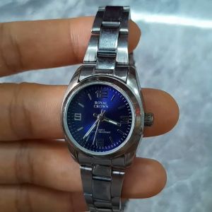 Đồng hồ nữ ROYAL CROWN mặt tròn trãi tia dây thép second hand si nhật- đã qua sử dụng