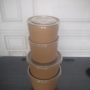 Mangkok kertas Kraft 12172227 OZ + TUTUP merk Super Bubble/paperbowl/warna coklat/isi 25pcs/mangkok es / mangkok bakso / mangkok tahan panas